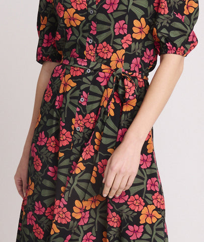 Short-Sleeve Floral Alix Midi Dress