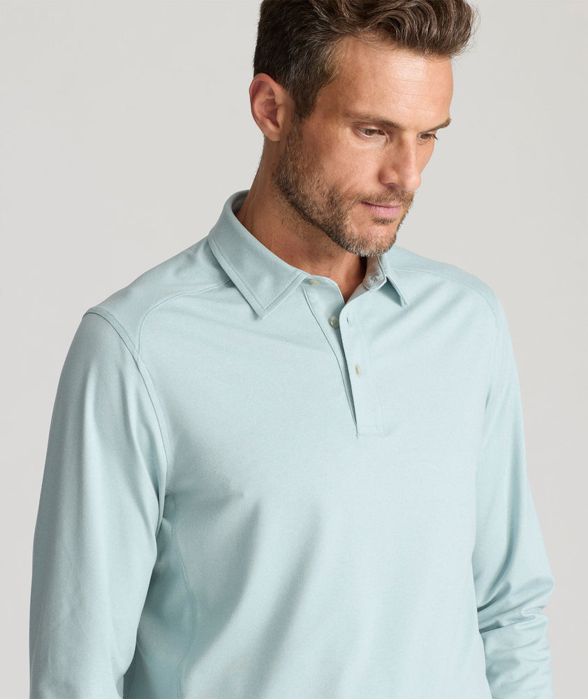 Model wearing an UNTUCKit Long-Sleeve Clavidor Polo.