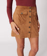 Faux Suede Button-Front Kendall Skirt - FINAL SALE